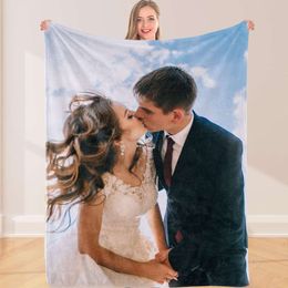 Aangepaste foto gooien aangepaste foto's gepersonaliseerde zachte fleece deken familie bruiloft verjaardag Kerstmis Valentijnsdag cadeaus voor vrouwen hem haar