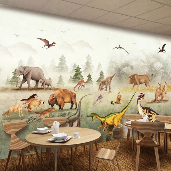 Foto personalizada Fotomural Mural Dinosaurio 3D Papel tapiz Papel pintado Sala de estar Dormitorio para niños Fondo de pared Decoración de la casa Papel de Parede