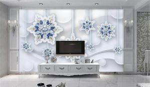 Papel de fotos personalizado Papelador 3D Hermoso zafiro de nieve Joya tridimensional Sala de estar Bundial Decoración de pared de la pared