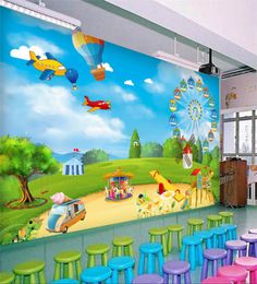 Aangepaste foto Wallpaper 3D Cartoon Playground Room Slaapkamer Muur Decoratie Wall Mural Wallpaper For Kids Room Modern7883141