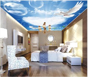 Photo personnalisé Fond d'écran 3D Zénith Mode murale Moderne Bleu Blanc Blanc Blanc Blanc Clouts Dove Plafond Fresco Fresco Murales Murales Murales Décoration de la maison