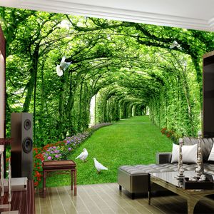 Papier peint photo personnalisé pour les murs 3 D Green Forest Tree Pelunière 3D Stéréo Space Toile de toile de toile de toile de toile de mur Décor Mural Papel de Pardure
