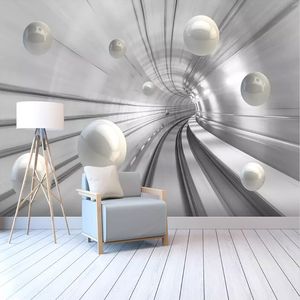 Photo personnalisé Fond d'écran Moderne Abstrait Tunnel Espace Sphère 3D Fond Mur Mur Mural Salon Chambre à coucher Décor Maison Documents muraux