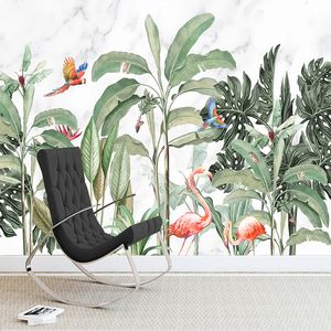 Aangepaste foto behang moderne regenwoud plant blad dier vogels muurschildering woonkamer tv sofa slaapkamer home decor papel de parede 3d