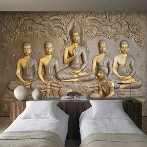 Photo personnalisé papier peint murals 3D Golden Bouddha statue peinture salon salle d'étude