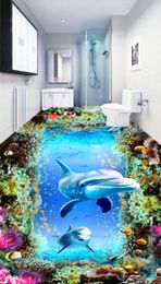 Fond d'écran de photo personnalisée The Underwater World Mural PVC PVC Imperpose Auto-Adhesive salle de bain restaurant Kitchen Floor Sticker 3D