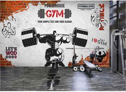 Fonds d'écran de photo personnalisée pour les murs 3D fond de mur d'image club Rétro gymnase de sport muscle mur de briques Gym papiers peints de décoration murale