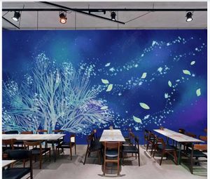 Fonds d'écran Photo personnalisés pour murs Fond d'écran mural 3D Moderne Chambre pour enfants peint à la main Blue Forest Forest Restaurant Fond Mural Papiers Decoration Peinture
