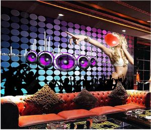 Fonds d'écran Photo personnalisés pour murs Murales 3D Music Music coloré Beauté Sexy Beauty NightClub Bar KTV Outillage Backing Fond Mural Papiers Décoration de la maison