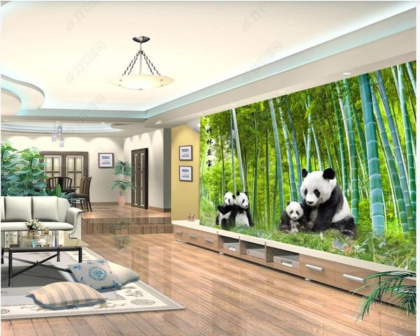 Fonds d'écran Photo personnalisés pour murs Muraux 3D Murales idylliques Bamboo Paysage Paysage Panda Fond Mural Documents de la maison Décoration de la maison