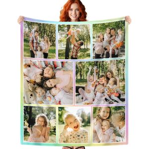 Aangepaste foto's Tekst gepersonaliseerde deken met foto's Verjaardagscadeaus voor moeder Vader gezinnen vriendje vriendin kinderen Kerstdeken