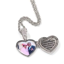 Personnalisé Image Colliers De Mode Plaqué Or Glacé Médaillons Coeur Pendentif Collier Hommes Hip Hop Jewelry157M