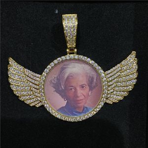 Collier avec pendentif photo personnalisé, en Zircon glacé, dos solide, plaqué or et argent, bijoux Hip Hop pour hommes