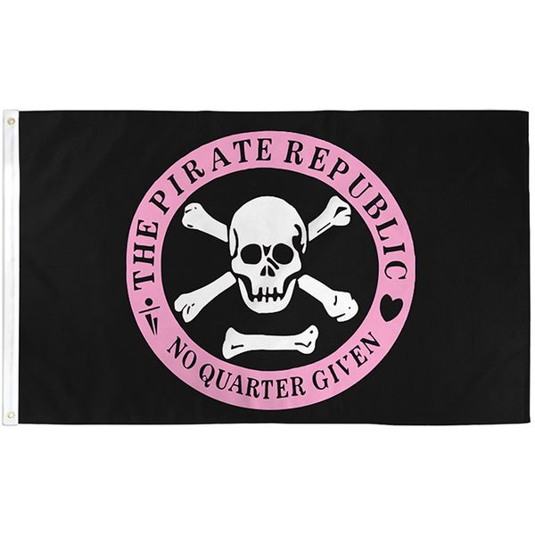 Bandera de círculo rosa de la República Pirata personalizada, 3x5 pies, impresión nacional colgante de un solo lado, 100% poliéster, envío gratis