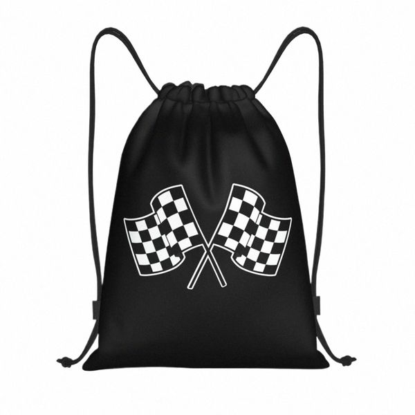 Bolsas de dibujo a cuadros de la tripulación de fosa personalizada para entrenar mochilas de yoga de las mujeres Racing Car Racing Sports Sports Gym Sackpack Q3Q1#