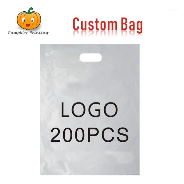 Emballage cadeau sacs en plastique personnalisés avec poignée fête mariage Cellophane noël bonbons poignées emballage Logo Print1