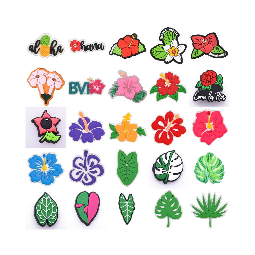 Amuletos de zuecos de flores de plumeria personalizados, nuevo diseño, amuletos de zapatos de zuecos de isla para alfileres de zuecos, amuleto de zapato BVI para venta al por mayor