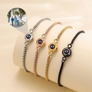Po personnalisé personnalisé Projection Po Bracelet pour femmes hommes Bracelet chaînes Bracelet en acier inoxydable bijoux anniversaire 240301