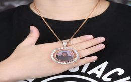 Personnalisé po Pendentif rotatif colliers hommes femmes hip hop luxe designer bling diamant photo pendentifs ami bijoux de famille lo7455480