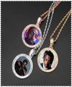 Aangepaste po ronde hanger kettingen voor mannen vrouwen hip hop designer bling diamant foto hangers vriend familie sieraden liefde gift9749836