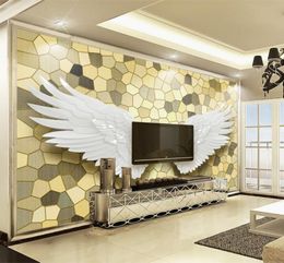 Papier mural PO personnalisé 3d Relief Angel Ailes Mosaïque murale mural peinture de luxe salon TV fond de maison de maison de maison 8740383