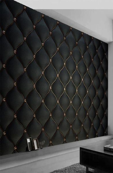 Fond d'écran PO personnalisé 3d Luxury Black Soft Roll Mural Salon TV CHAMBRE DÉCOR DE PAPIER PAPELLE PAPEL DE PAREDE SALA 3D2642653