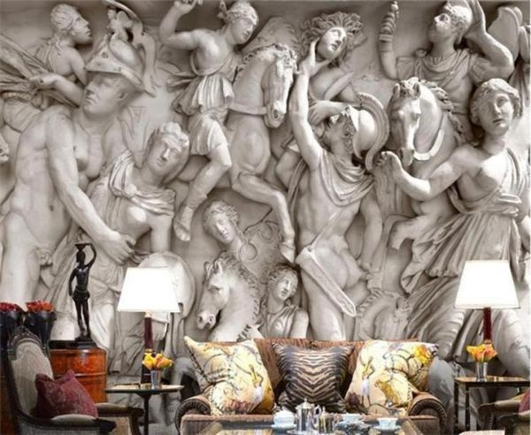Fond d'écran PO personnalisé 3d Statues romaines européennes Art Wallpaper Restaur Sofa Retro Sofa Trop 3d Fond d'écran mural peinture 29647984082977