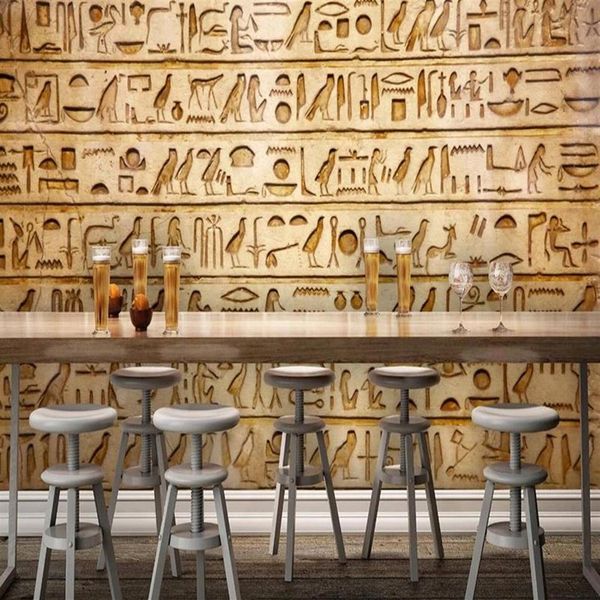 Papel tapiz Po personalizado estilo europeo, murales pictográficos clásicos egipcios Retro, decoración de pared de fondo para restaurante y cafetería, Frescoes300g