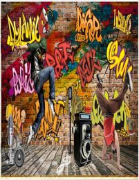 Fonds d'écran PO personnalisés 3d peintures murales Retro Graffiti Street Dance Bar arrière