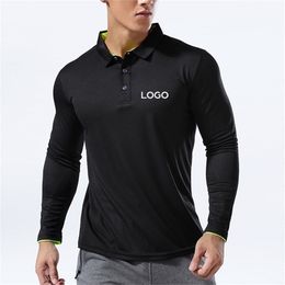 Aangepaste polo's shirts mannen snel droge droge tops met lange mouwen herfst winter unisex diy printing picutre of dames sportkleding jerseys 220615