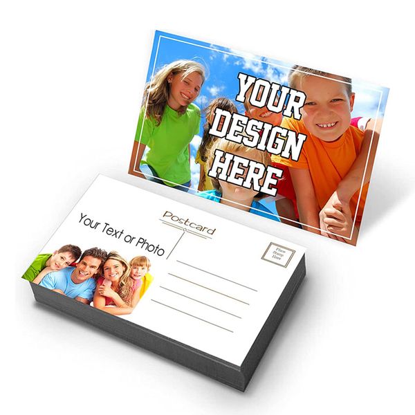 Impresión de postales personalizadas, saludo de papel impreso OEM, tarjeta postal de agradecimiento con logotipo