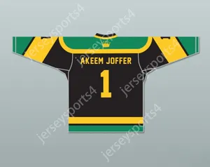 Custom Prince Akeem Joffer 1 Fictional African Country Black Hockey Jersey met vlagpatch top gestikt S-M-L-XL-XXL-3XL-4XL-5XL-6XL