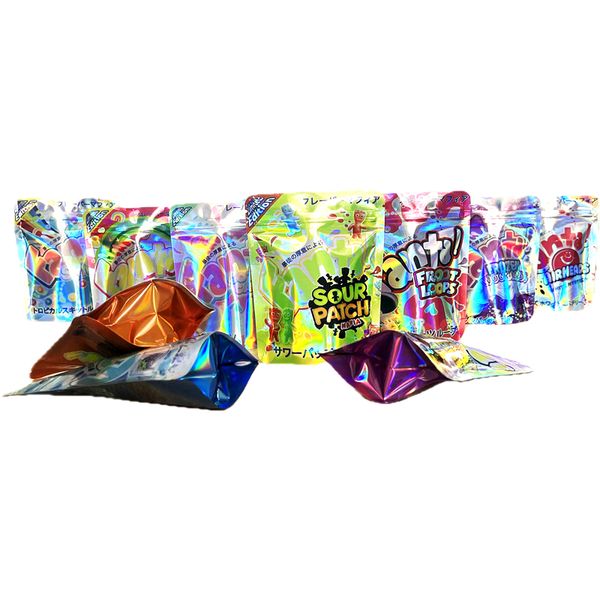 Sac d'emballage alimentaire à imprimé personnalisé Holographic Soft Touch Mylar Sac 3,5 g Proof Die Die Cut Zip Lock 3.5 Pouche en plastique Dypack pour la nourriture Flower Storage Case