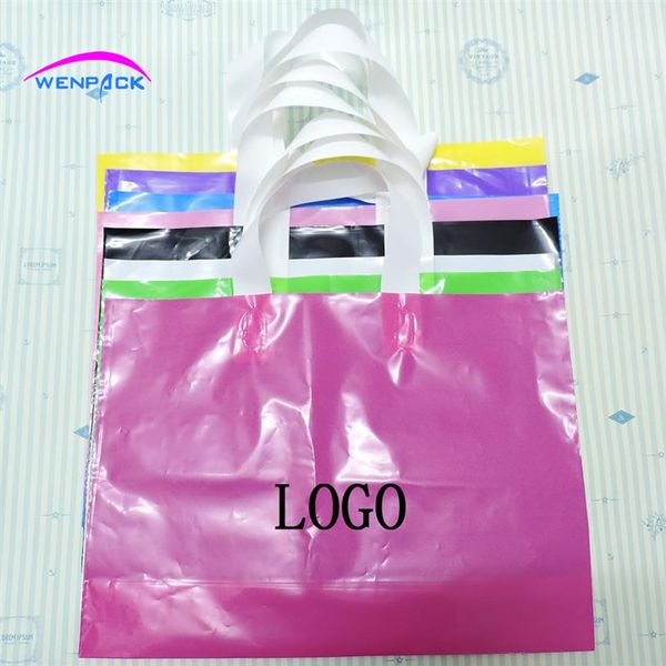 Bolsa de plástico de regalo con impresión personalizada, bolsa de embalaje con asa, bolsas de compras para ropa 40x30 10cm2937