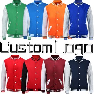 Impression personnalisée Collège Baseball Veste Hommes Femmes Letterman Varsity Manteau Vert Orange Bleu Marine Marron Rouge Garçon Fille