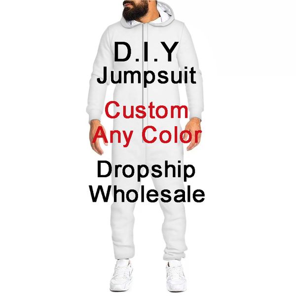 Impression personnalisée Hommes s Jumpsuit Party Hip hop Pyjamas Zipper Barboteuses Surdimensionné Clother Mâle Graffiti Street Style Dropship En Gros 220713