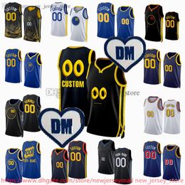 Aangepaste 2023-24 bedrukt basketbal 30 Stephen Curry Jersey 11 Klay Thompson 22 Andrew Wiggins 3 Chris Paul 5 Kevon Looney Draymond Green Cory Joseph voeg DM-patch toe Shorts