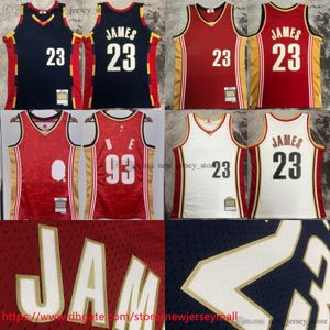 Imprimé classique rétro Lebron 2008-09 Basketball James Jersey Vintage 2003-04 rouge blanc 23 James maillots chemises de sport respirantes