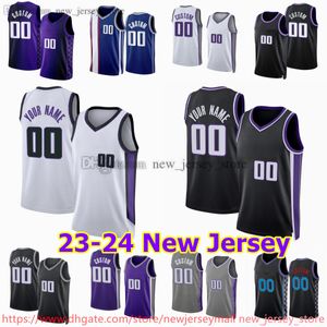 Aangepaste 2023-24 bedrukt basketbal 13 Keegan Murray Jersey De'Aaron 5 Fox 15 Davion Mitchell 10 Domantas Sabonis 00 JaVale McGee Harrison Barnes Chris Duarte Malik Monk