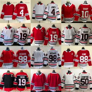 2023 Hombre nuevo Hockey sobre hielo Rojo 98 Connor Bedard Jersey Retro Jonathan Toews 19 Patrick Sharp Seth Jones Jerseys Puntada en blanco Equipo White Kane