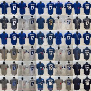 2024 Nouveau Baseball 17 Shohei Ohtani Jersey Home away 18 Yoshinobu Yamamoto Jerseys Bleu Blanc Gris Chemise de sport respirante Homme Femme Jeunesse Enfants Garçons