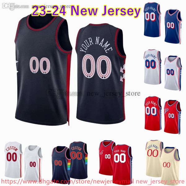 0 Tyrese Maxey Jersey personnalisé 2023-24 Maillots de basket-ball imprimés 21 Joel Tobias Embiid Harris Jaden Springer Marcus Morris Sr. Nicolas Batum Robert Covington Shorts