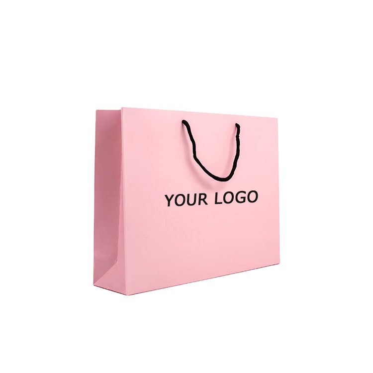 Custom Printed Personalized Pink Matte Laminated Retail Shopping Euro Tote Paper Bag With Logos