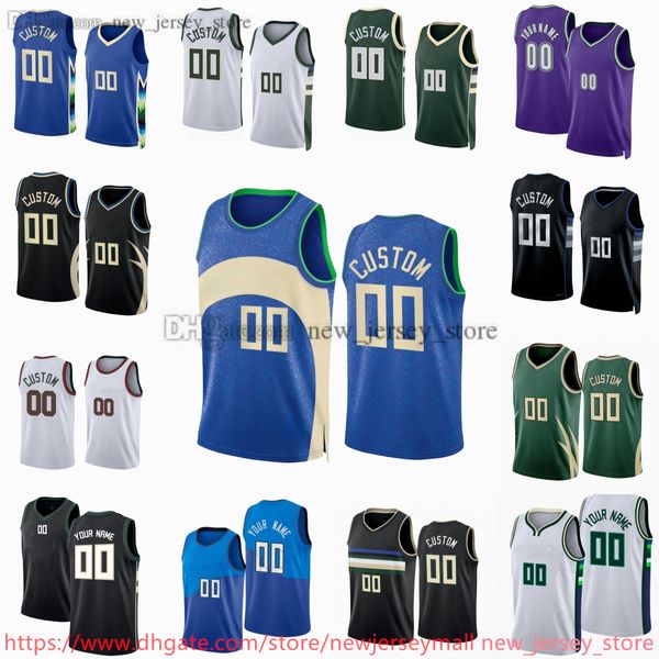 0 Damian Lillard Jersey personnalisé 2023-24 Maillots de basket-ball imprimés 34 Giannis Antetokounmpo 22 Khris Middleton 3 MarJon Beauchamp 5 Malik Beasley Brook Lopez Shorts