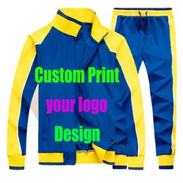 Custom Printing Borduren Heren Sweatsuit Sets 2 Stuk Rits Jas Trainingspak Broek Man Trainingspak Mannelijke Sportkleding Set 220615