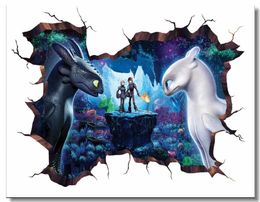 Aangepaste afdrukmuur Muurschildering Hoe u uw draak kunt trainen 3 Poster Httyd 3D Wall Sticker Tandeloze behang Dining Room Decals 08664607447