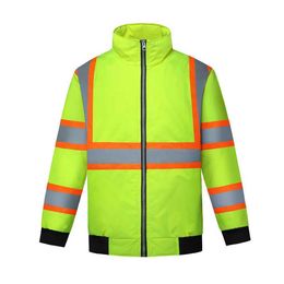 Chaleco de seguridad reflectante industrial Etiqueta privada personalizada Chaleco de seguridad de construcción de alta visibilidad con chaqueta reflectante con cremallera para hombres