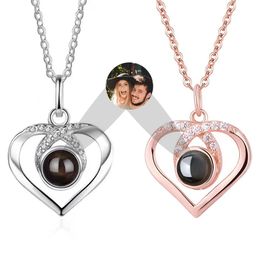 Collier Po de Projection personnalisé, chaîne de cœur de Projection, pendentif Po personnalisé, bijoux commémoratifs de mariage, cadeaux 240115