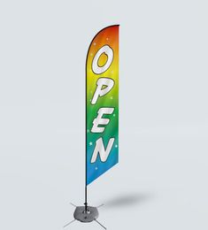 Promoción personalizada Bandera de plumas de playa abierta 110g tejido poliéster Swooper Banner Impresión Digital 7041229