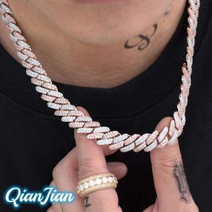 Prong personnalisé Miami à Sier Pass Diamond Test VVS 12 mm Moisanite Cuban Link Chain